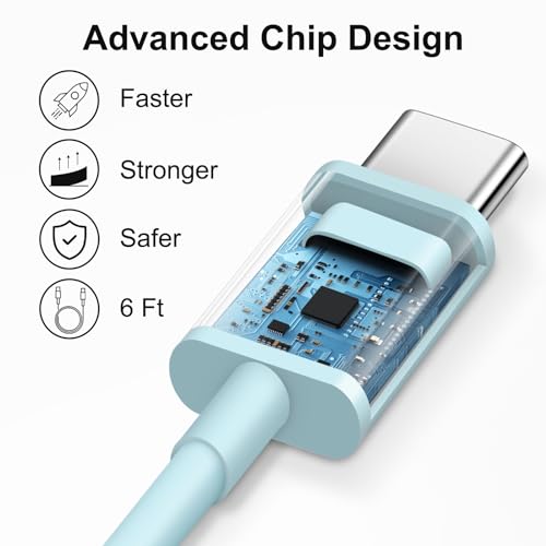 Image of iPhone 17 16 15 Charger Fast Charging 6FT - 20W USB C Charger Block with 6FT Type C to C Cable Compatible with iPhone 17 /17 Pro /17 Pro Max /Air /16 /16e /15, iPad Pro, iPad Air (Blue)