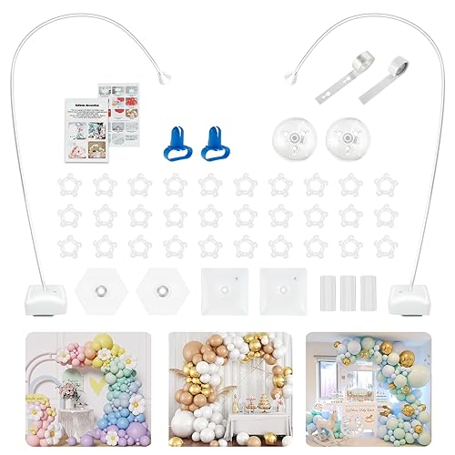 Balloon Arch Stand Free Bending Shape 8.2ft-5ft Adjustable Balloon Arch Stand with Base Fibre Poles Balloon Hoop Frame for Wedding Graduation and Birthday Party Christmas Decorations