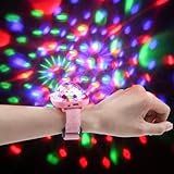 Jindaaudio LED-Discokugel-Armbanduhr, mehrfarbiges Silikon, Soundaktivierte Partylichter mit Blinkeffekten, moderner Stil, wiederaufladbar, batteriebetrieben, Rosa