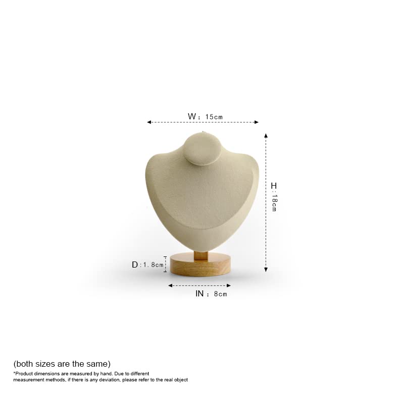Oirlv Sleek Dark Grey Jewellery Bust Wooden Base with Soft Ultra-Fibre Finish Necklace Display Stand for Organising Necklaces & Pendants - Image 4