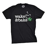 Mens Wake and Bake T Shirt Funny Morning Marijuana Legalization Tee for Guys Funny T Shirts 420 Apparel for Men Cool Coffee Short Sleeve Novelty Tees for Black 4XL
