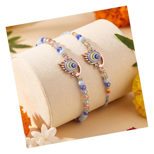 Image of TIED RIBBONS Rakhi for Brother and Bhabhi Combo - Designer Couple Rakhi's Set of 2 with Tikka - Lumba Rakhi Set for Bhaiya Bhabhi - for Rakshabandhan
