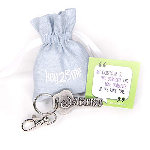 key2Bme Artist Key - Swirl Art Keychain & Inspirational Quote - The Cute Cool Fun Unique Artsy Small Art Gift Under $10 for Giving Painters Sketch Kids Teens Friends Girls Women Art Teacher