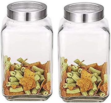Glass Food Grade Clear Glass Jar for Kitchen Storage | Spices Jar | Glass Jar for Masala, Honey, Jams, Pickles, Cookies, Dry Fruits, Coffee Beans, Cereals, Snacks - 3000 ML - Pack of (2)