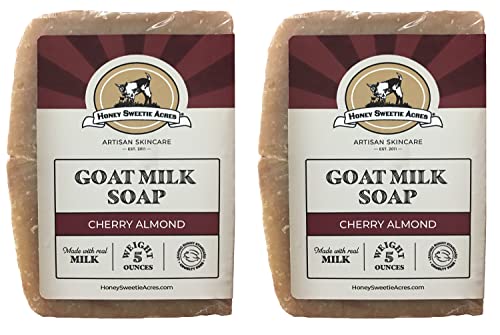 Honey Sweetie Acres Premium Handcrafted Artisan Goat Milk Soap - FEELS SO WONDERFUL on your skin that 4 out of 5 customers come back! (Cherry Almond (2-pack))
