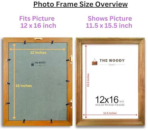 Image of Photo Frame 16 inch x 12 inch | Hanging Photo Frame | Small Photo Frames | Orange Wooden Frame for Wall | Bright Wall Decor (12x16 inch, Orange)