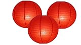 Pack Of 3 Round Paper Lanterns Lamp Wedding Birthday Party Decoration (Red, 10'/25CM)