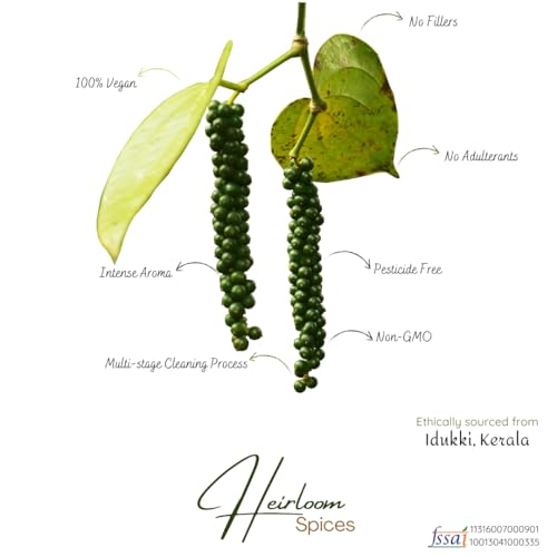 Image of Heirloom Spices Black Pepper 200 grams|Whole Natural From Kerala | Kali Mirch, Premium Pepper, Whole Peppercorn