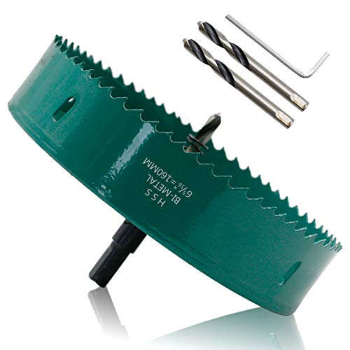 Image of 160mm /6.3 inch Hole Saw BI-Metal Heavy Duty Hole Cutter for Wood Cornhole Boards Plastic Drywall Fiberboard (6 1 /4 Inch Hole Saw)