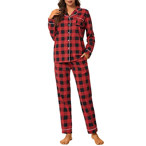 Image of Tugege Pajamas Set Long Sleeve Sleepwear Womens Button Down Nightwear Pj Sets