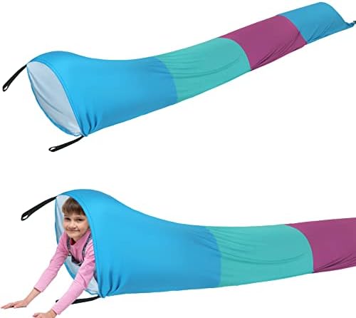 Shappy 12 ft Crawl Resistance Tunnel for Calm Sensory Tent Compression and Sensory Tunnel Outdoor Indoor Play Tunnel Toys for Girls Boys Birthday Game Gifts (Purple, Green, Blue)