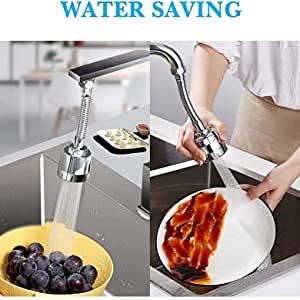 360 Degree Rotating Kitchen Faucet Extender Stainless Steel Tap Aerator Anti Splash Water Saving Nozzle 2 Mode Movable Sink Spray Head Universal Fit for Home Basin Bathroom Washing Cleaning 4