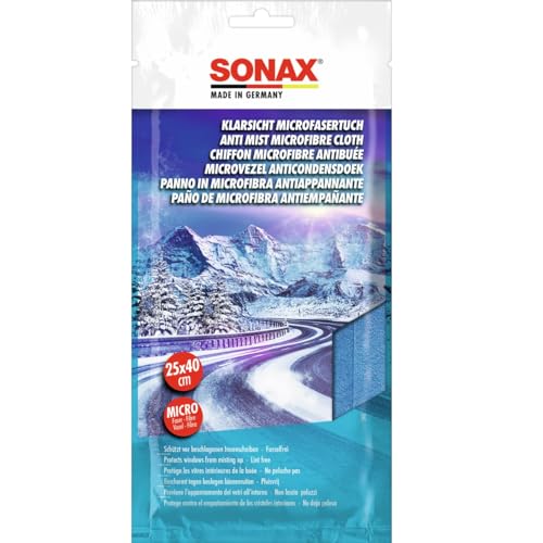 SONAX Paño de microfibra antiempañante (1 unidad) el paño antivaho sin pelusa protege la ventana del empañamiento y asegura una visión clara | N.° 04212000