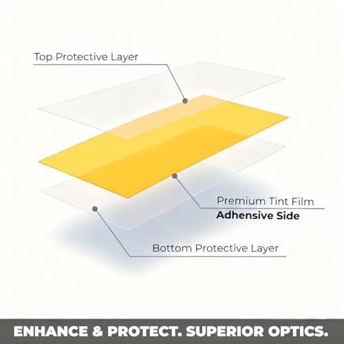 Image of KOMAS 12 inch X 48 inch Tint Vinyl Film Sticker Sheet Roll for Car Headlight, Tail Lights, Fog Lights with Squeegee + Cutter (Glossy Yellow)