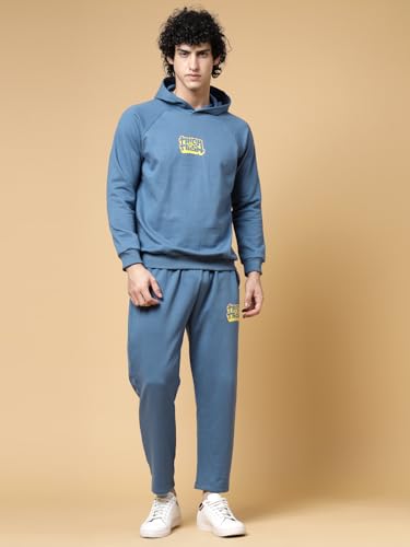 Image of Rigo Cotton Fleece Full Sleeves Oversized Co-ord Set for Men | Printed Hooded Track Suit Set for Men