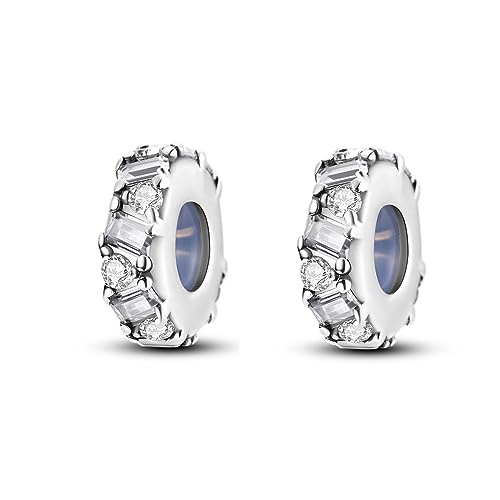 Parmuz Stoppers beads Charms for Bracelets 925 sterling silver 2pcs clip Rondelle Spacer Charm Jewelry for Woman