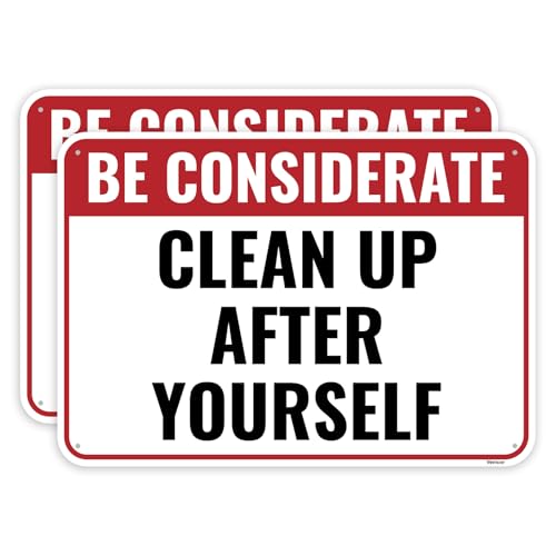 2PC Please Clean Up After Yourself Sign, 10 x 7 Inches - Aluminum - Keep This Area Clean