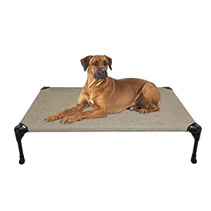 Veehoo Cooling Elevated Dog Bed Portable Raised Pet Cot with Washable Breathable Mesh No Slip Rubber Feet for Indoor Outdoor Use X Large Beige Coffee