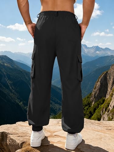 DISLANBO Men's Utility Cargo Jogger Pants - Lightweight, Adjustable Buckle Belt,5-Pocket Design Black 3XL — view 4