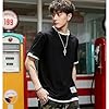 KENAIJING Men's Short Sleeve T-Shirt Cotton Crewneck Patchwork Summer Casual Harajuku Sportswear (Black, XXL) #4