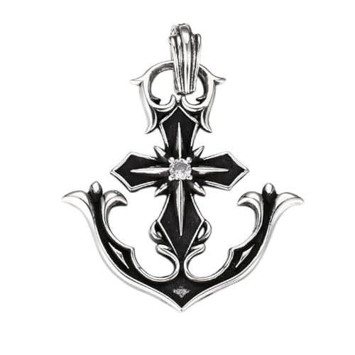 Colgante de cruz de ancla de plata 925 con Cristo y circonitas para hombre y mujer