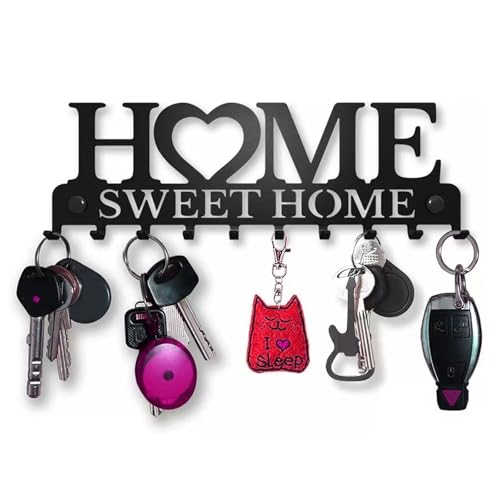 Ksvaye Colgador de Llaves para Pared con 10 Ganchos – Organizador de Llaves de Metal – Colgador de Pared para Llaves, Entrada, Oficina, Sala de Estar, Vestíbulo – 25 x 9.5 cm