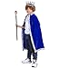 King Costume for Kids Robe Crown Scepter Set Boys Royal Prince Cape Dress Up Cosplay Blue