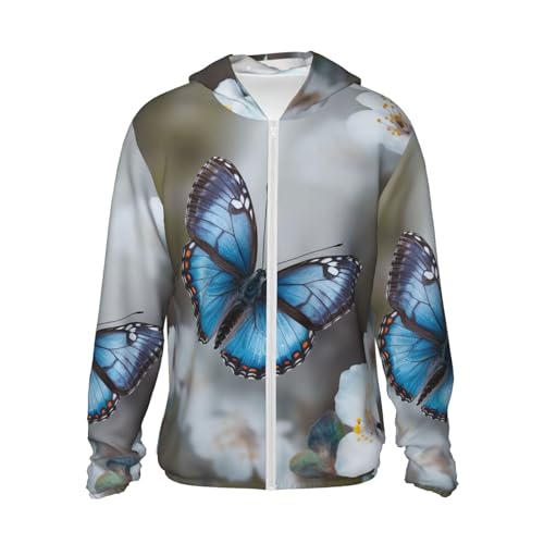 Veste anti-coup de soleil à capuche UPF 50+ zippée motif papillon