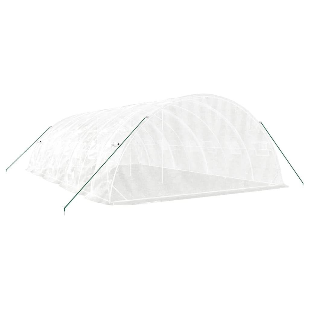 Invernadero con estructura de acero blanco, 40 m², 8 x 5 x 2,3 m, túnel de polietileno de 140 g m², cobertizo de jardín para tomates, cultivador, protección de plantas, clima y protección