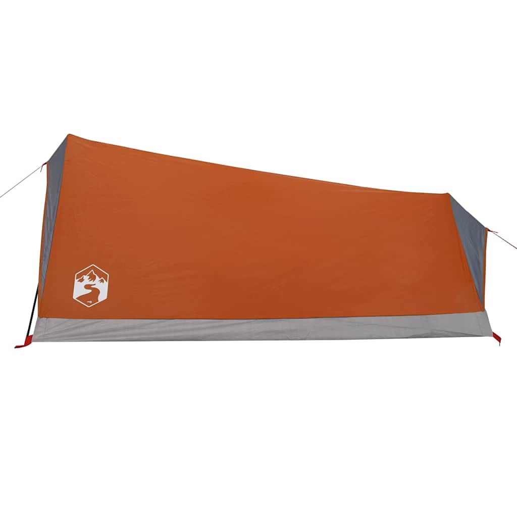 Campingzelt Wasserfest mit Reißverschlusstür, 2 Personen Rucksackzelt mit Zubehör & Tragetasche für Trekking Abenteuer, Grau & Orange 200 x 120 x 88/62 cm Polyester