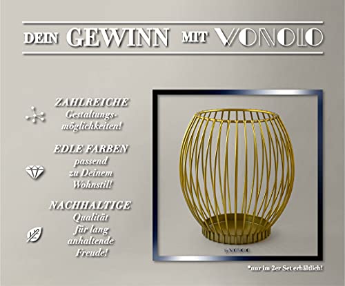 WONOLO Premium kandelaars set van 2 ovaal van metaal, kandelaars voor winterdecoratie en kerstdecoratie, decoratie voor woonkamer, outdoor lantaarn, tafeldecoratie voor stompkaarsen (goud) - Image 4