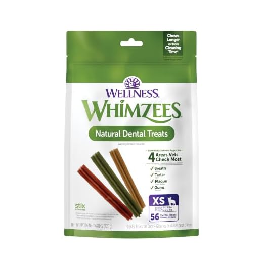 WHIMZEES Wellness Stix Dog Dental Treats, Extra Small Size Stick, (56 Count)