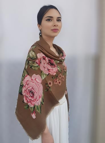 FANFAN Rose Shawl Wrap Lightweight Large Square Shawl Oversized Shawl Mexican Style Shawl Wrap for Evening Dress Party D82