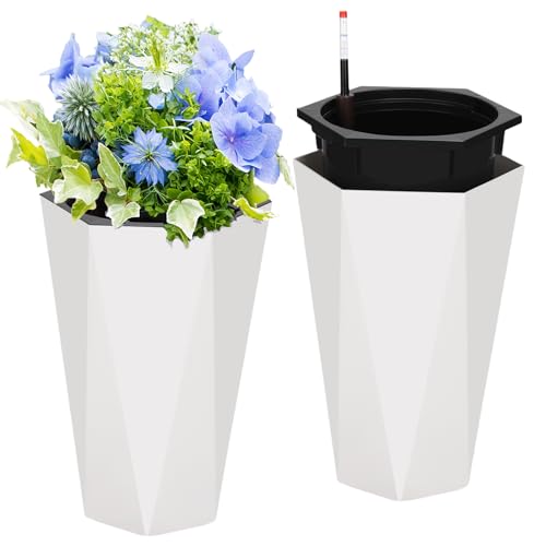 GarveeLife 22.5 in Tall Diamond Planters Set of 2, Self