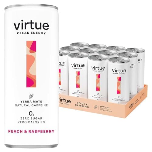 Virtue Yerba Mate - Natural energy drink - no sugar, no calories (peach and raspberry, 12x250 ml)