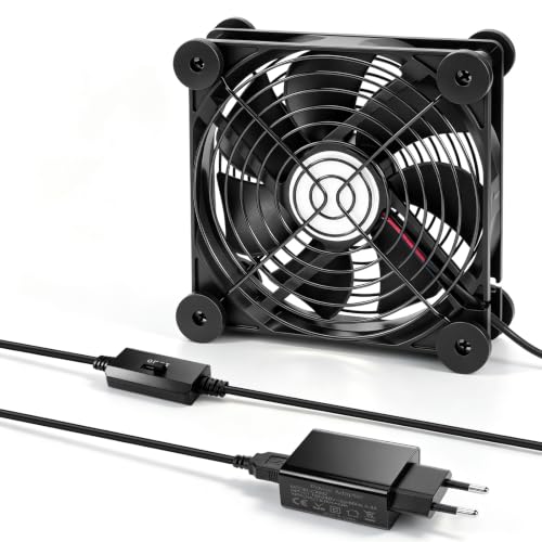 Ventilateur Gaming PC 120mm avec Adaptateur Secteur, 3 Vitesses Réglables