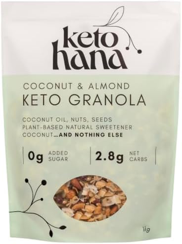 Keto Hana Coconut & Almond Keto Granola, Low Carb, 2.8g Net Carbs, 1kg