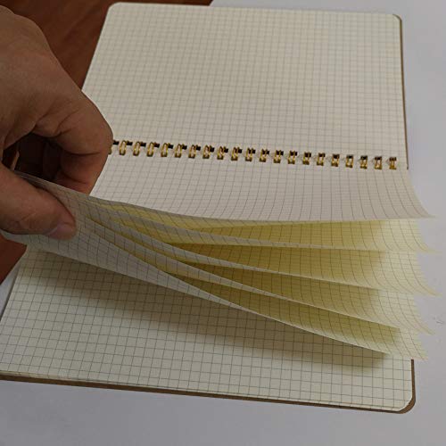 Yuree Spiral Notebook A5/Softcover Spiral Journal, Square Grid Pages, 50 Sheets (100 Pages), 8.45" X 5.8", Brown, 20 Pack #TOP2