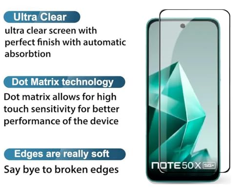 Image of HD Tempered Glass Screen Protector Compatible for Infinix Note 50X with Edge to Edge coverage and Easy Installation kit