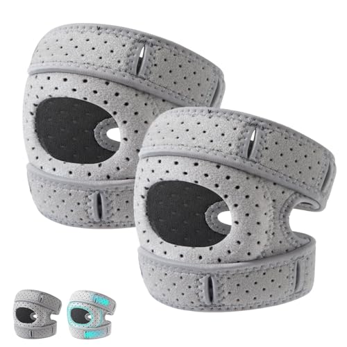 Wellknee Knee Brace for Women Men Adjustable Knee Support with Side Stabilizers,Patella Knee Brace with Patella Gel Pads for Running, Sports, Workouts (2, Gray, Large)