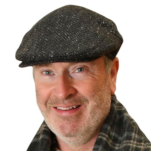 Image of Biddy Murphy, Men's Newsboy Flat Cap, 100% Irish Wool Hat, Made in Ireland Charcoal XL