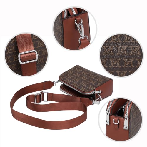 Image of Crossbody Bags for Women Small Shoulder Purses with Adjustable Wide Strap, Triple Zip Design