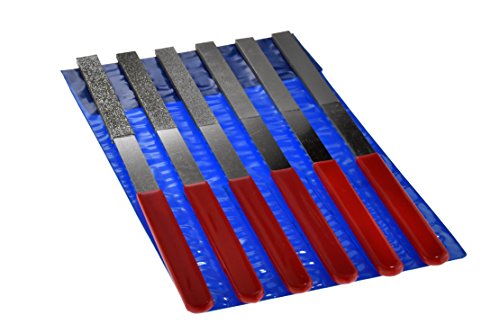 SE 6-Piece Diamond Flat File Set for Metal, Glass, Wood, and Crafts - 40 to 600 Grit - 74336DF