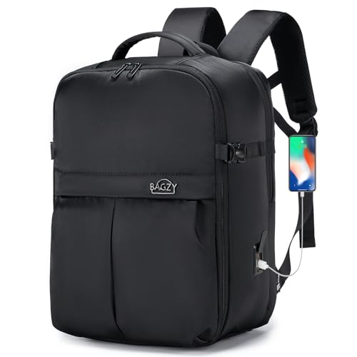 BAGZY Rucksack Handgepäck Flugzeug 40x30x15cm für British Airways Air France Reiserucksack Laptoprucksack 15 6 Zoll Mit USB-Anschluss Oxford Travel Backpack für Kurztrips Arbeit Homme Femme Schwarz