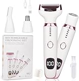 Beanify Wet & Dry Electric Razorfor Women Men,4 in 1 Rechargeable Led Display Electric Shaver and Facial Hair Remover,Painless Ladies Body Razors for Nose Face Body Leg Bikini Arm Hair