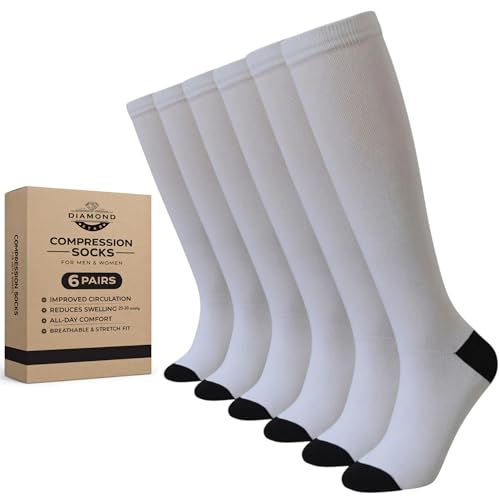 Image of Diamond Star 6 Pairs Compression Socks for Men & Women, Knee High Socks