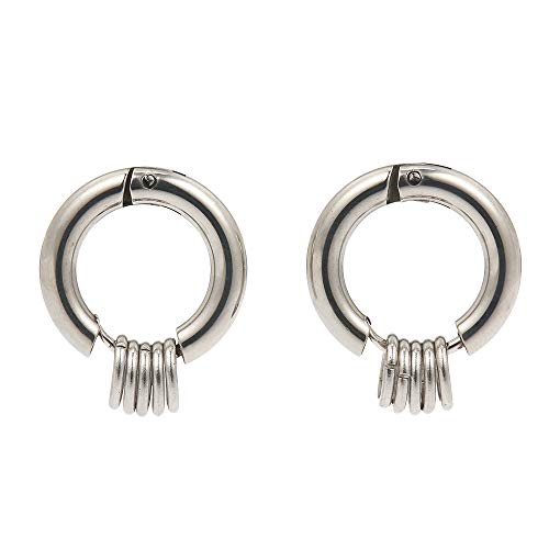 Btuty 1 Par de Prata Em Aço Inoxidável Brincos de Argola Pequeno Círculo Rodada Frisado Brinco Para