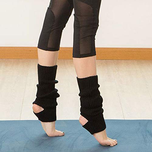 Image of YUANQIAN Women Winter Extra Soft Long Legwarmer Warmer Knitted Stirrup Leg Warmers for Yoga Ballet Dance