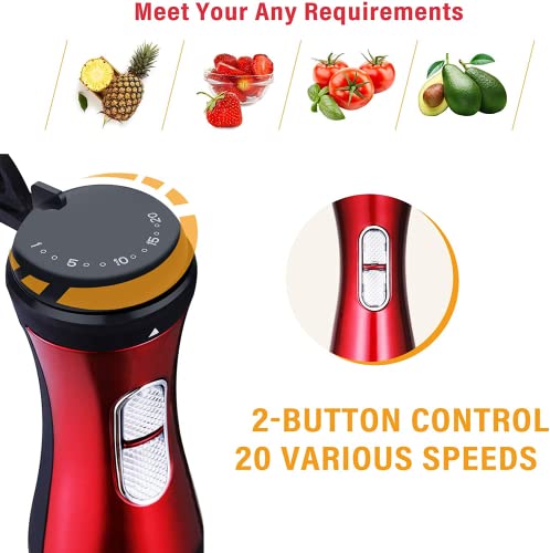 Immersion Blender Linkchef Hand Blender 5 In 1 Powerful 20 Speed Emulsion Blender With 800Ml Beaker, Egg Whisk,500Ml Food Grinder, Ice Crush Blade,For Puree Infant Food, Smoothies, Sauces And Soups #TOP1