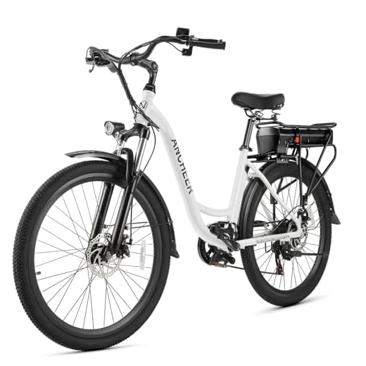ANCHEER 26" Aluminum Electric Bike, Adults Electric Commuting Bicycle with Removable 12.5Ah Battery, Professional Derailleur with 6 Speed City Ebike